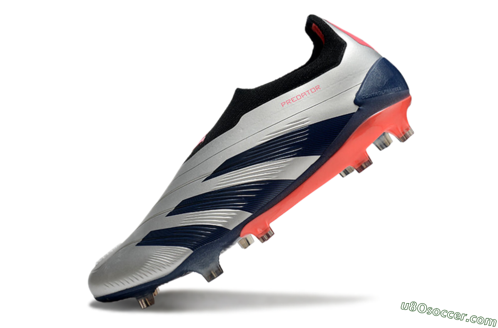 Adidas Predator 24 Elite laceless FG Firm Ground Soccer Cleats - Silver/Blue/Red 5