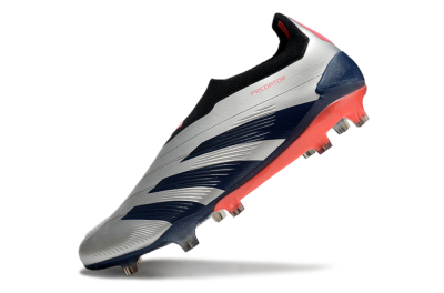Adidas Predator 24 Elite laceless FG Firm Ground Soccer Cleats - Silver/Blue/Red