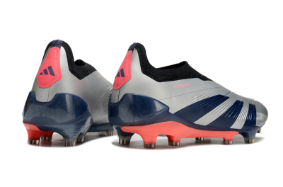 Adidas Predator 24 Elite laceless FG Firm Ground Soccer Cleats - Silver/Blue/Red