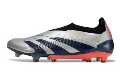 Adidas Predator 24 Elite laceless FG Firm Ground Soccer Cleats - Silver/Blue/Red