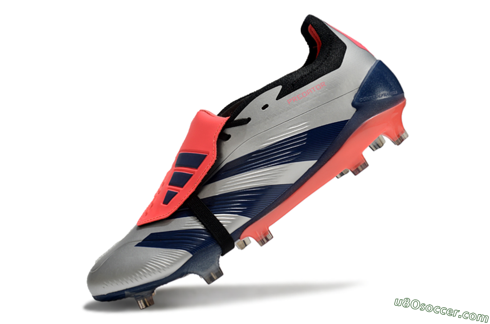 Adidas Predator Elite Foldover Tongue FG Firm Ground Soccer Cleats - Silver/Blue/Red 5