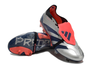 Adidas Predator Elite Foldover Tongue FG Firm Ground Soccer Cleats - Silver/Blue/Red