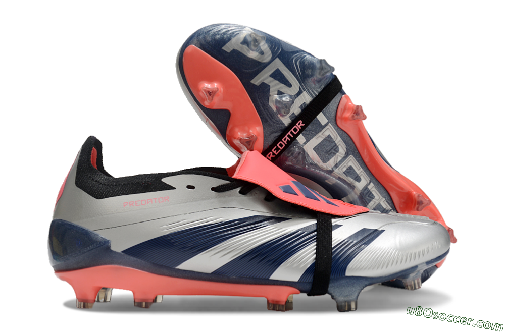 Adidas Predator Elite Foldover Tongue FG Firm Ground Soccer Cleats - Silver/Blue/Red 1