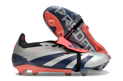 Adidas Predator Elite Foldover Tongue FG Firm Ground Soccer Cleats - Silver/Blue/Red