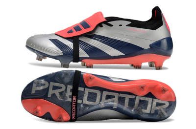 Adidas Predator Elite Foldover Tongue FG Firm Ground Soccer Cleats - Silver/Blue/Red