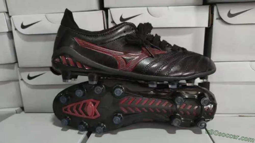 Black and Red FG Soccer Cleats: Mizuno Morelia Neo 3 Japan