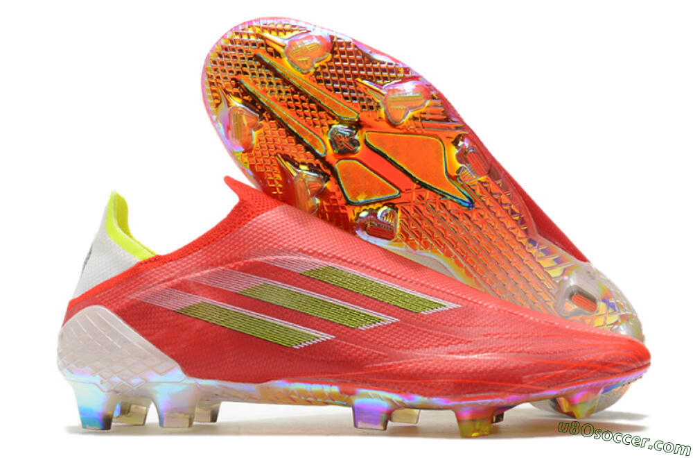 Adidas X Speedflow+ Laceless FG Firm Ground Soccer Cleats - Red/Yellow/Gold 1