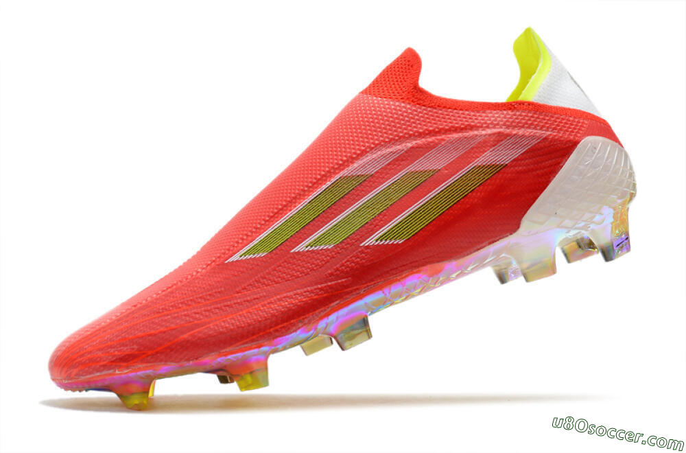 Adidas X Speedflow+ Laceless FG Firm Ground Soccer Cleats - Red/Yellow/Gold 5