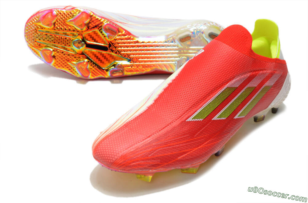 Adidas X Speedflow+ Laceless FG Firm Ground Soccer Cleats - Red/Yellow/Gold 3
