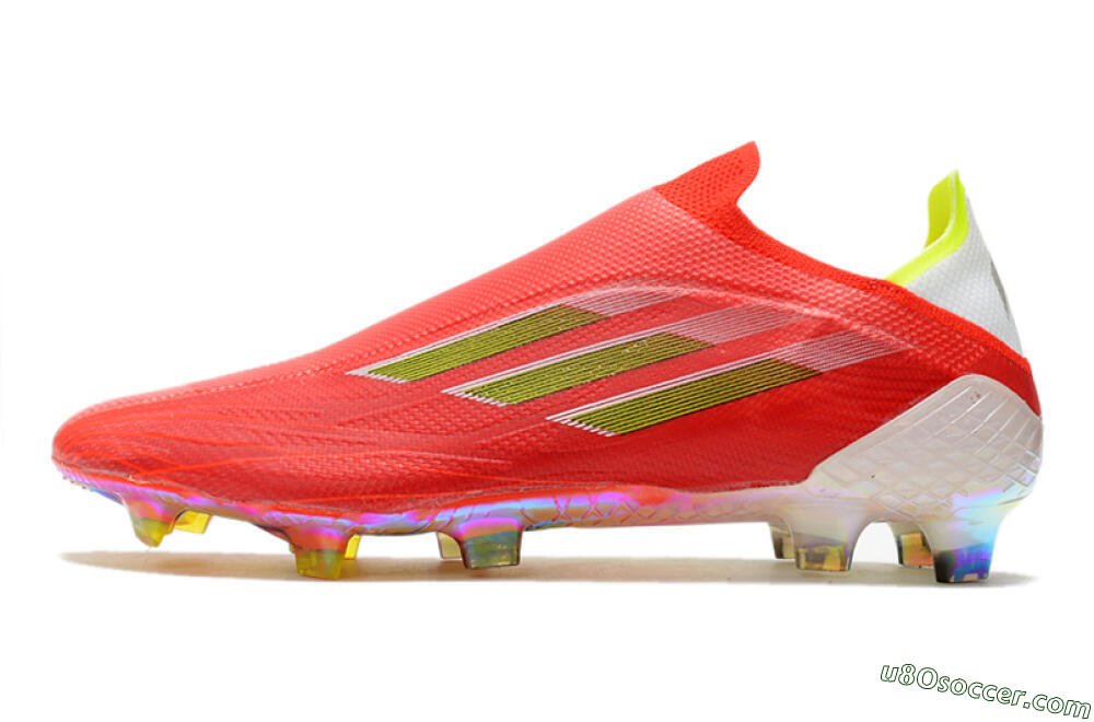 Adidas X Speedflow+ Laceless FG Firm Ground Soccer Cleats - Red/Yellow/Gold 2