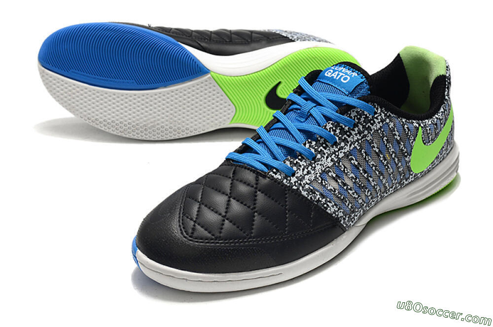 Nike Lunar Gato 2 IC Indoor & Futsal Soccer Shoes - Black/Blue/Yellow 3