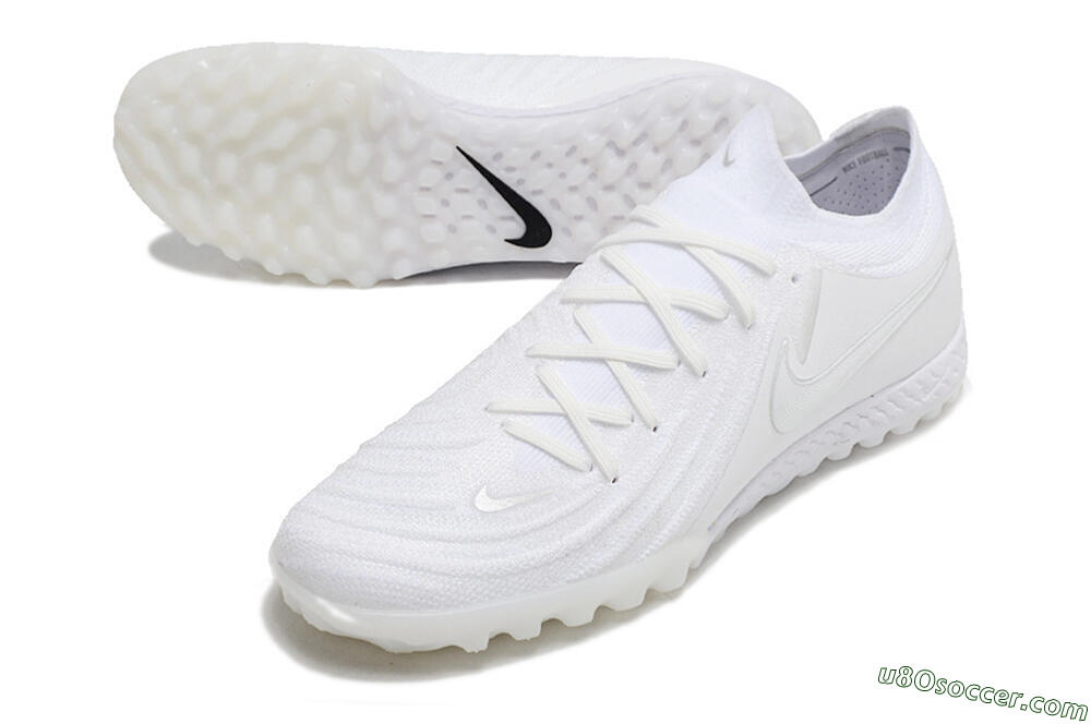 Nike Phantom GX 2 Elite TF Artificial Turf Soccer Shoes - White/Beige/Black 3
