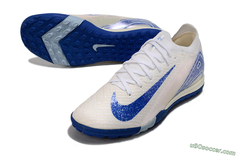 Nike Air Zoom Mercurial Vapor 16 Elite TF Artificial Turf Soccer Shoes - White/Blue 3