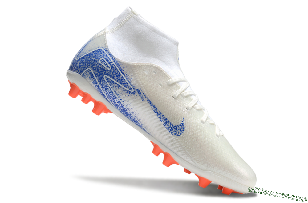 Nike Mercurial Superfly 10 Academy FG Firm Ground Soccer Cleats - White/Blue/Orange 4