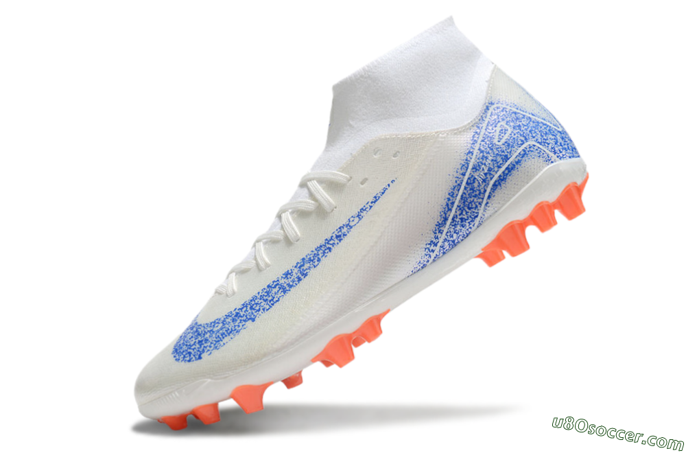 Nike Mercurial Superfly 10 Academy FG Firm Ground Soccer Cleats - White/Blue/Orange 5