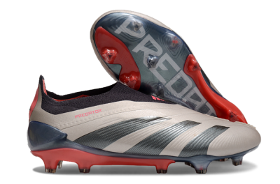 Adidas Predator Elite Laceless FG Firm Ground Soccer Cleats - Platinum Metallic/Aurora Black/Carbon