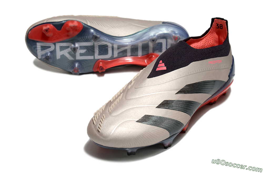 Adidas Predator Elite Laceless FG Firm Ground Soccer Cleats - Platinum Metallic/Aurora Black/Carbon 3