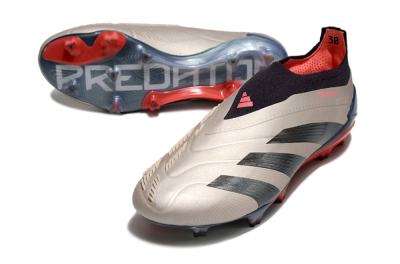 Adidas Predator Elite Laceless FG Firm Ground Soccer Cleats - Platinum Metallic/Aurora Black/Carbon