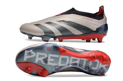 Adidas Predator Elite Laceless FG Firm Ground Soccer Cleats - Platinum Metallic/Aurora Black/Carbon