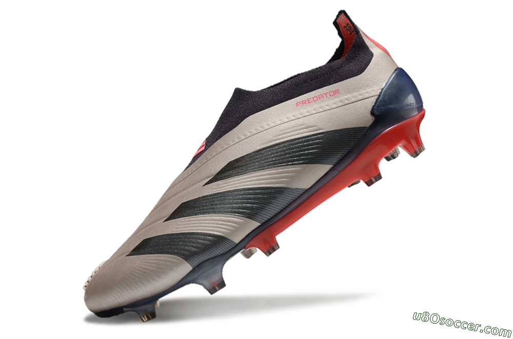 Adidas Predator Elite Laceless FG Firm Ground Soccer Cleats - Platinum Metallic/Aurora Black/Carbon 5