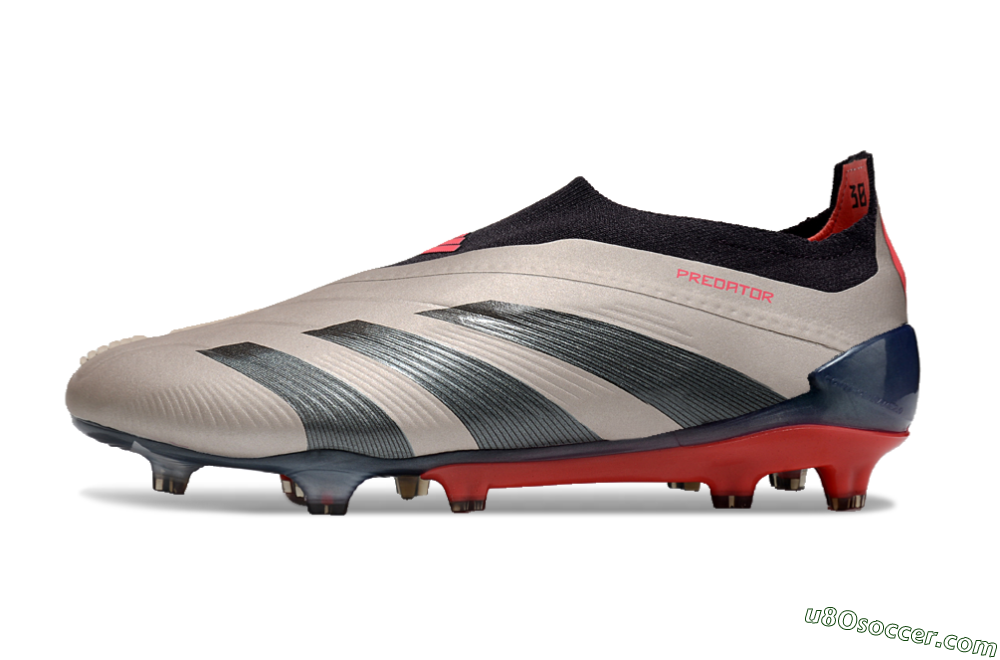 Adidas Predator Elite Laceless FG Firm Ground Soccer Cleats - Platinum Metallic/Aurora Black/Carbon 2