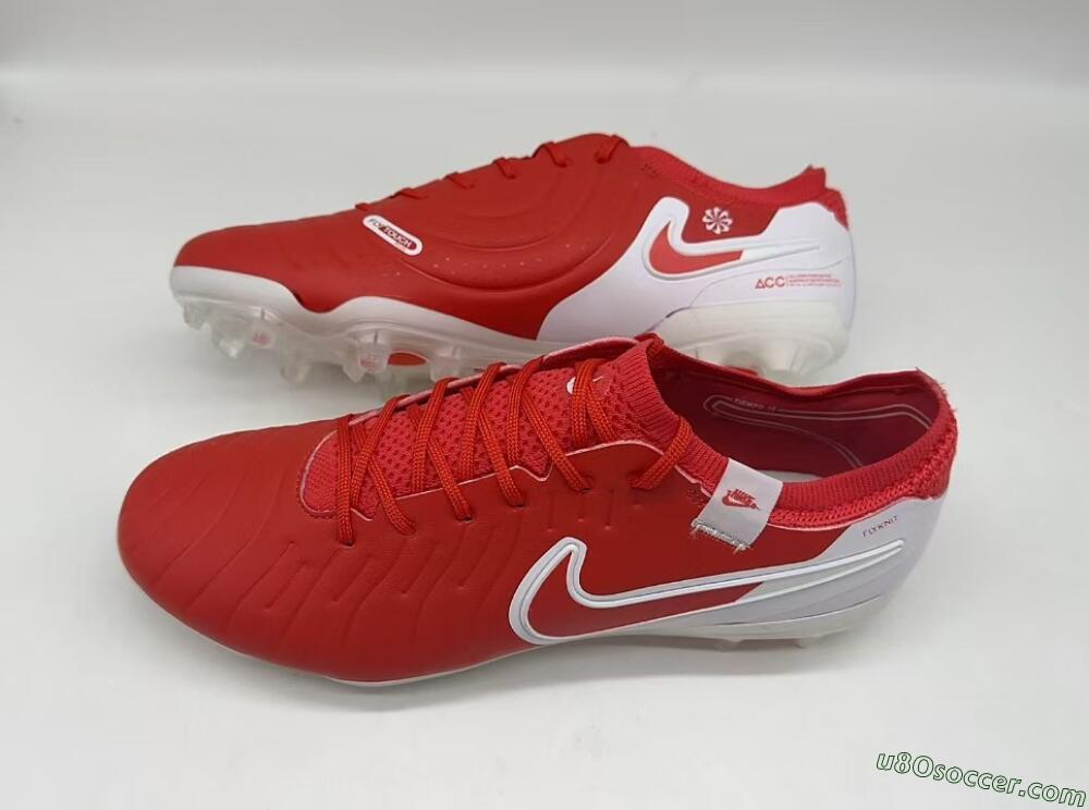 Nike Tiempo Legend 10 Elite FG Firm Ground Soccer Cleats - Red/White