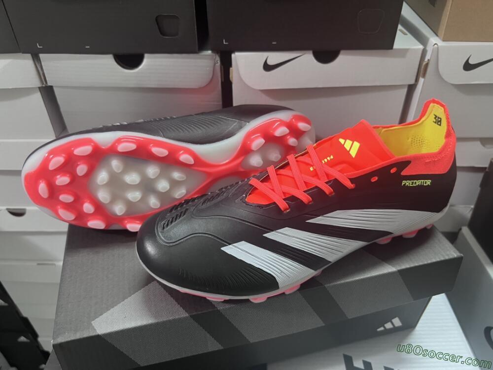 Adidas Predator 24 Elite AG Artificial Grass Soccer Cleats - Black/white/Red/Yellow