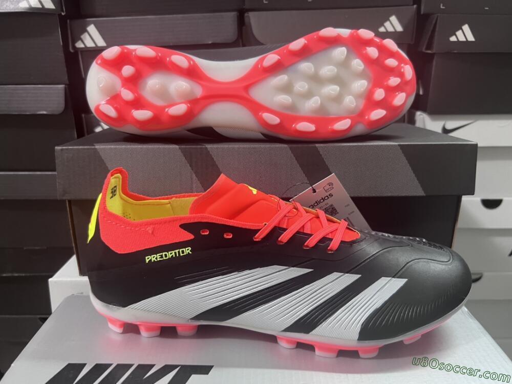 Adidas Predator 24 Elite AG Artificial Grass Soccer Cleats - Black/white/Red/Yellow