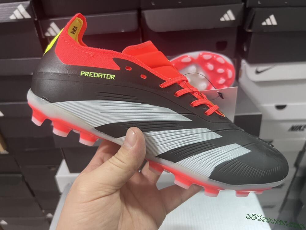 Adidas Predator 24 Elite AG Artificial Grass Soccer Cleats - Black/white/Red/Yellow