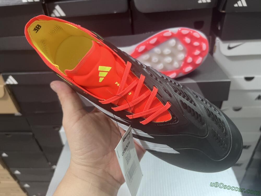 Adidas Predator 24 Elite AG Artificial Grass Soccer Cleats - Black/white/Red/Yellow