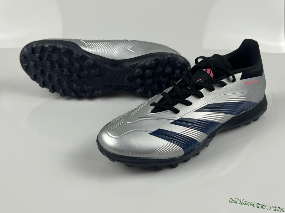 Adidas Predator 24 Elite TF Artificial Turf Soccer Shoes - Silver/Blue/Pink