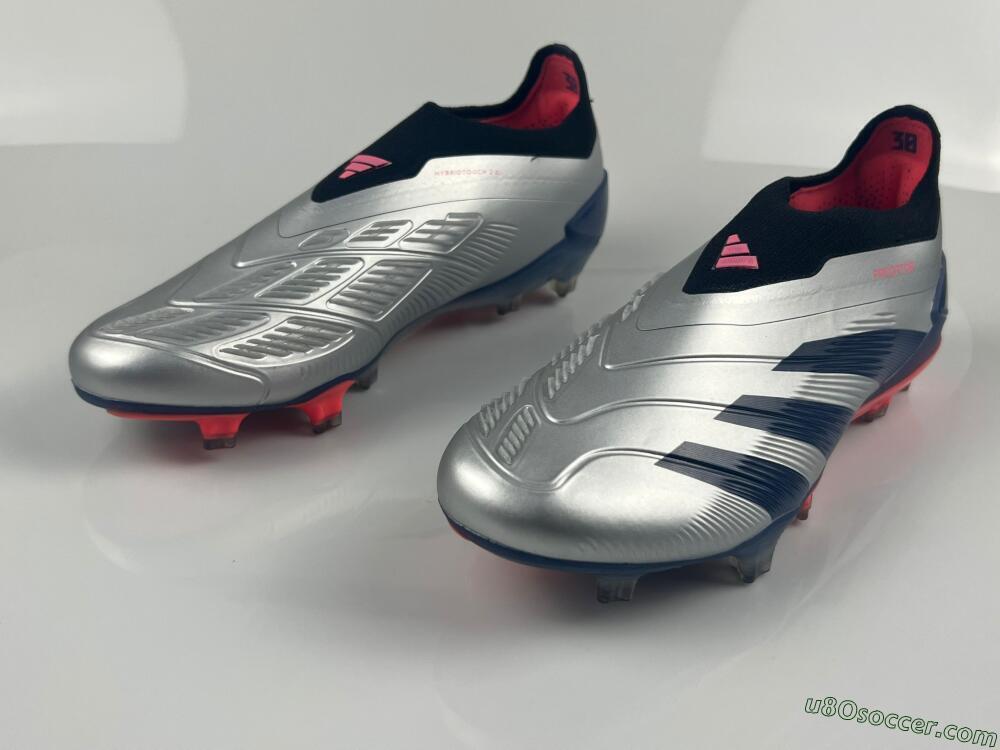Adidas Predator 24 Elite laceless FG Firm Ground Soccer Cleats - Silver/Blue/Red