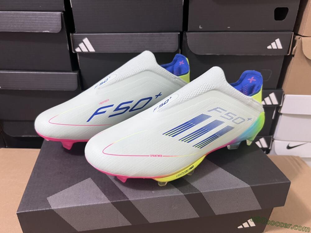 Adidas F50+ Lightstrike Pro Laceless FG Firm Ground Soccer Cleats - Jade/Rainbow