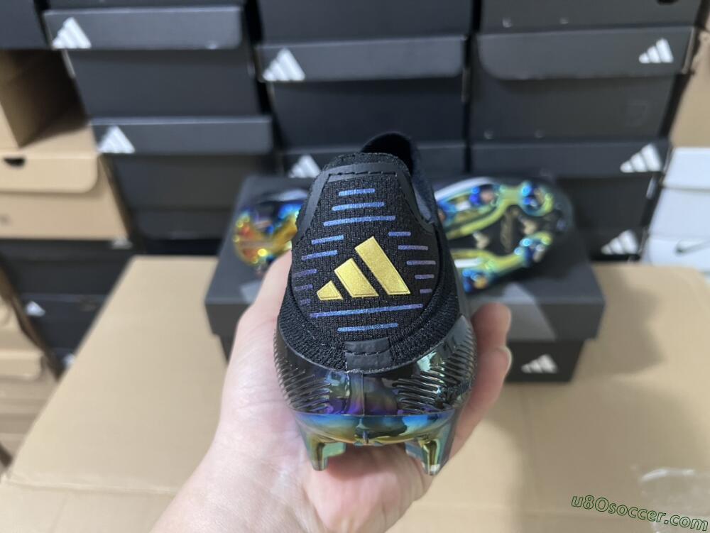 Adidas F50+ Lightstrike Pro Laceless FG Firm Ground Soccer Cleats - Core Black/Iron Metallic/Gold Metallic