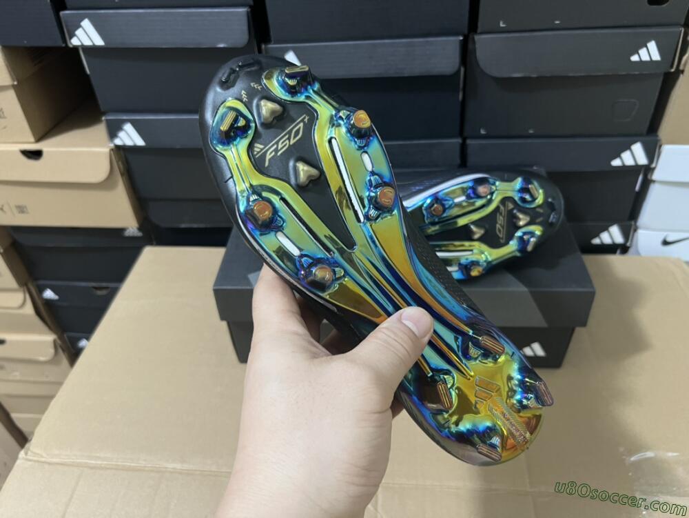 Adidas F50+ Lightstrike Pro Laceless FG Firm Ground Soccer Cleats - Core Black/Iron Metallic/Gold Metallic