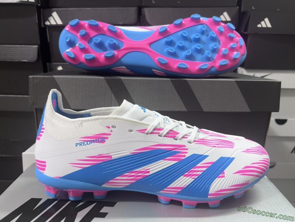Adidas Predator Elite 24 MG Multi Ground Soccer Cleats - White/Blue/Pink