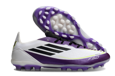 Messi x Adidas F50 Elite MG Multi Ground Soccer Cleats - White/Black/Purple