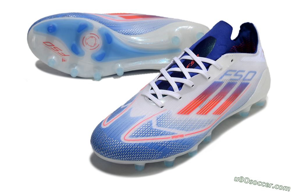 Adidas F50 Elite AG Artificial Grass Soccer Cleats - White/Blue/Red 3