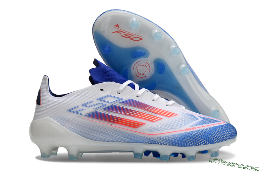 Adidas F50 Elite AG Artificial Grass Soccer Cleats - White/Blue/Red 1