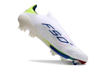 Adidas F50+ Lightstrike Elite FG Firm Ground Soccer Cleats - White/Blue/Yellow