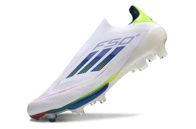Adidas F50+ Lightstrike Elite FG Firm Ground Soccer Cleats - White/Blue/Yellow
