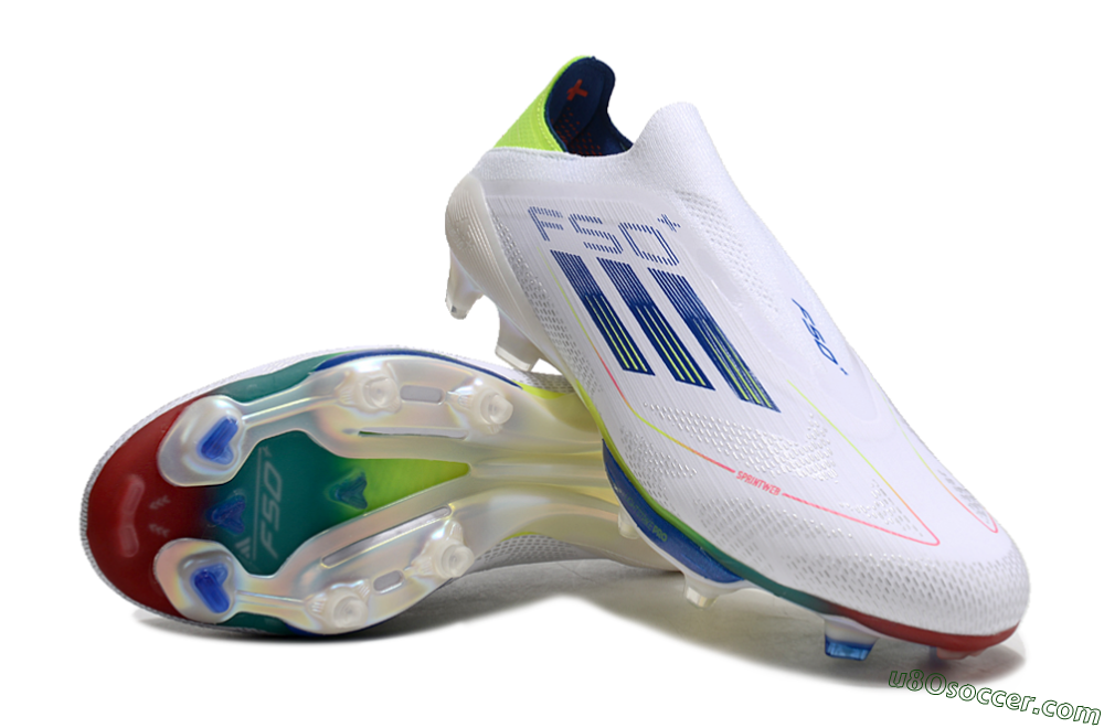 Adidas F50+ Lightstrike Elite FG Firm Ground Soccer Cleats - White/Blue/Yellow 4