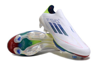 Adidas F50+ Lightstrike Elite FG Firm Ground Soccer Cleats - White/Blue/Yellow