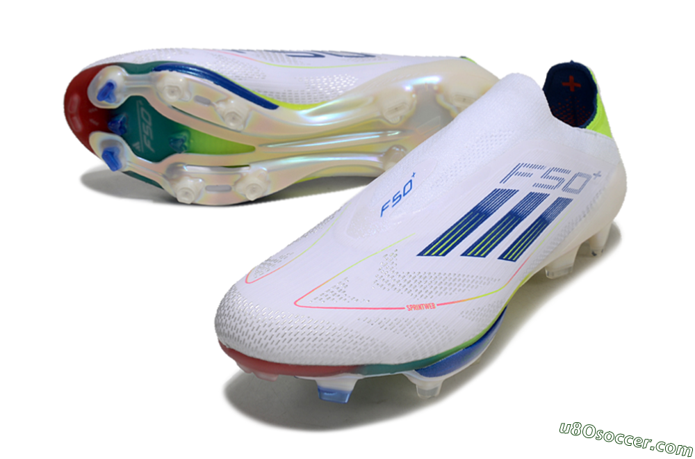 Adidas F50+ Lightstrike Elite FG Firm Ground Soccer Cleats - White/Blue/Yellow 3