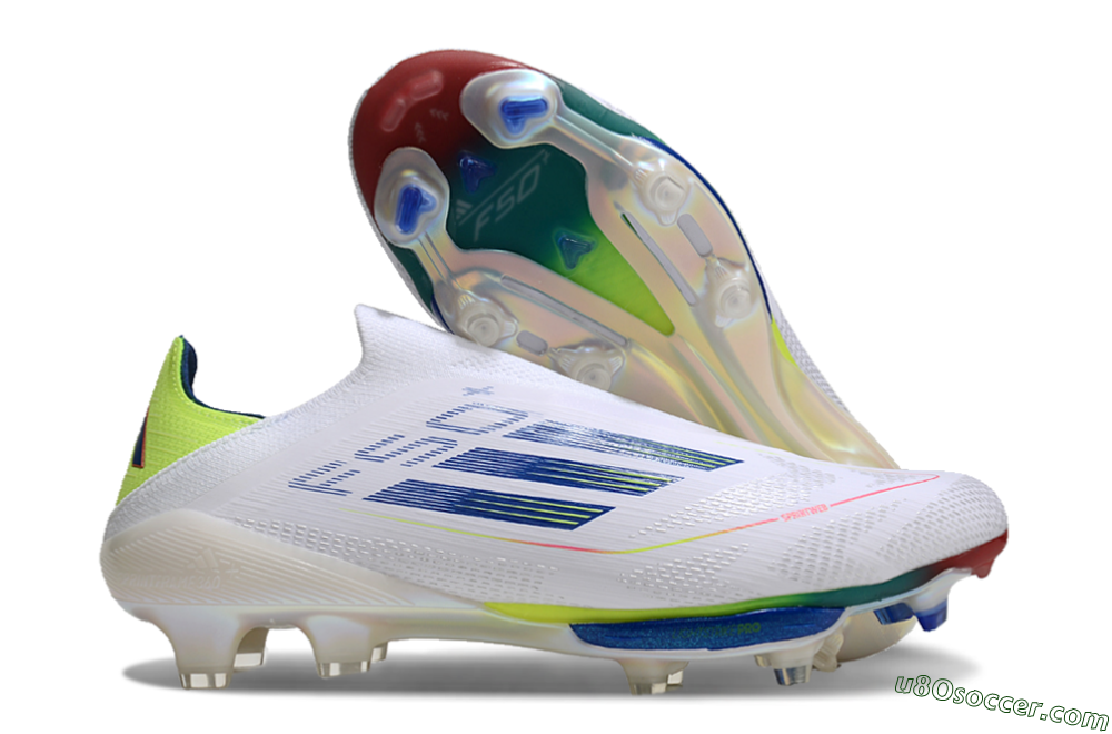 Adidas F50+ Lightstrike Elite FG Firm Ground Soccer Cleats - White/Blue/Yellow 1