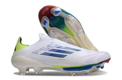 Adidas F50+ Lightstrike Elite FG Firm Ground Soccer Cleats - White/Blue/Yellow