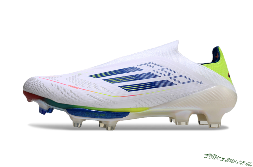 Adidas F50+ Lightstrike Elite FG Firm Ground Soccer Cleats - White/Blue/Yellow 2