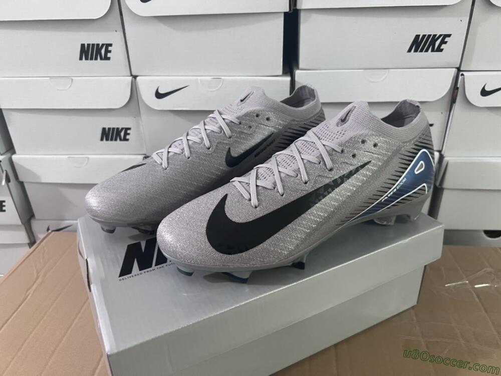 Nike Air Zoom Mercurial Vapor 16 Elite FG Firm Ground Soccer Cleats - Grey/Black/Blue