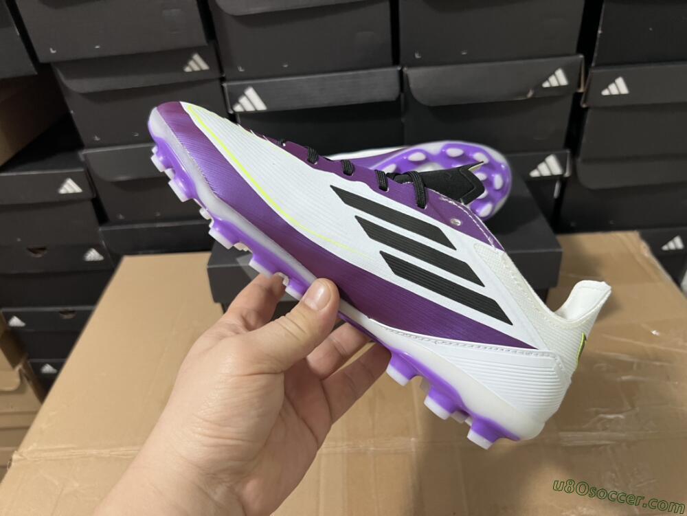 Messi x Adidas F50 Elite MG Multi Ground Soccer Cleats - White/Black/Purple