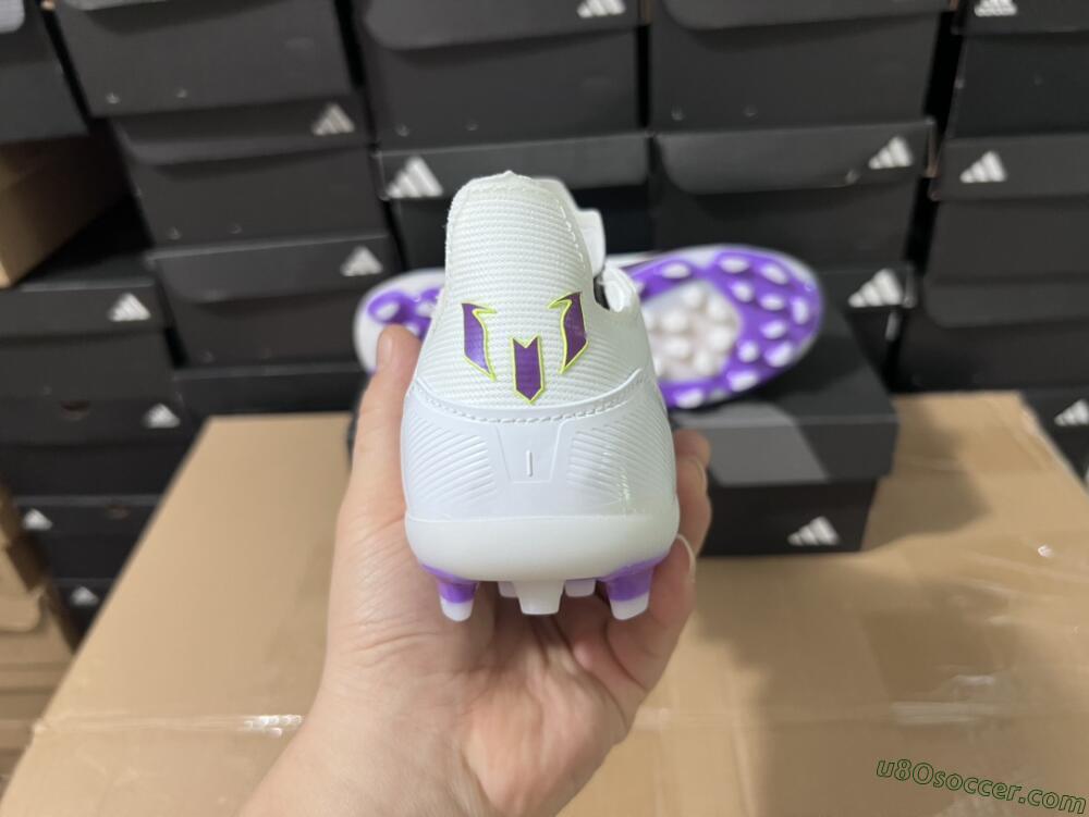 Messi x Adidas F50 Elite MG Multi Ground Soccer Cleats - White/Black/Purple